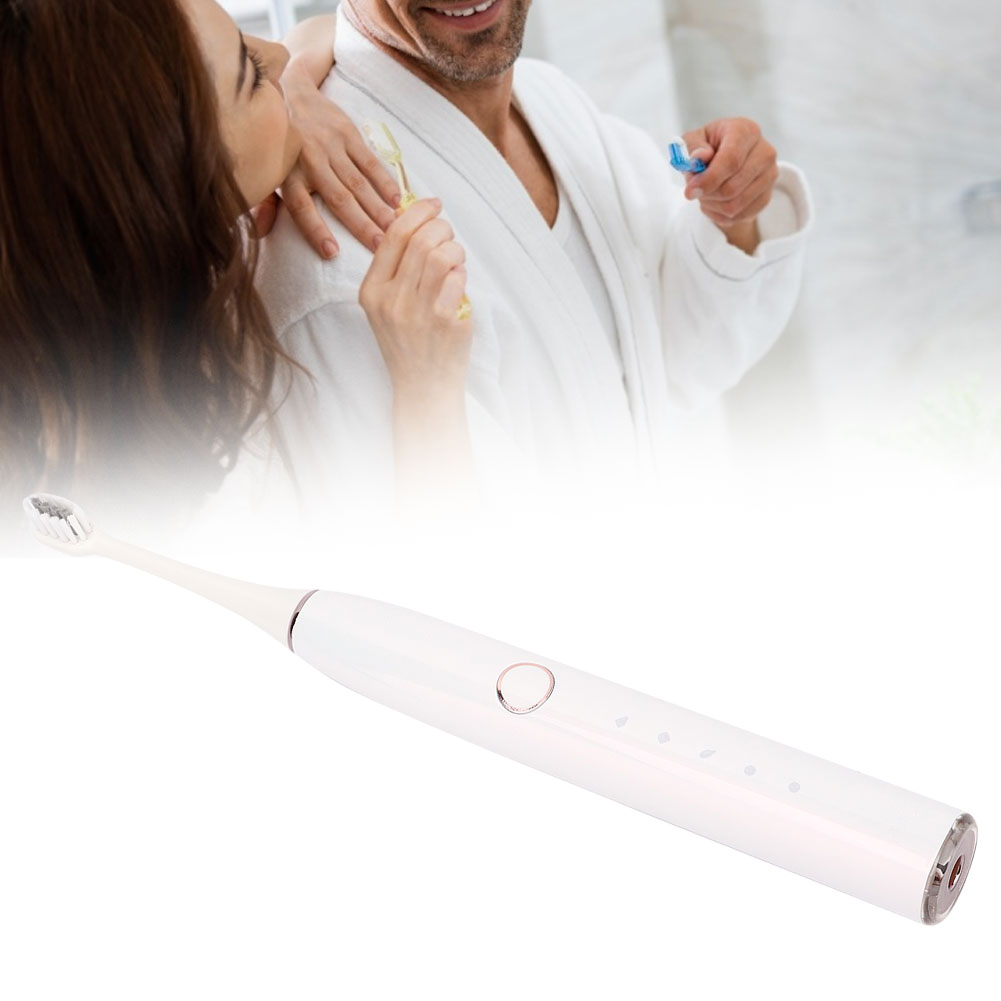 Toothbrush White Ultrasonic Electric Toothbrush Adult Dual Use Face Cleaning Brush Head Silicone Soft Hair Teeth Whitening Tool 5kinds Mode 230824