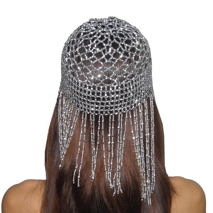 Wedding Hair Jewelry Girl s Beaded Belly Dance Head Cap Hat Accessory Gold Silver 4 Colors 230824