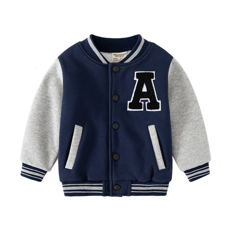 Jackets Autumn Winter Baby Boys Outerwear Thick Warm Plus Velvet Coat For Kids Embroidered Baseball Jackets Children Clothing 2-12 Years 230817