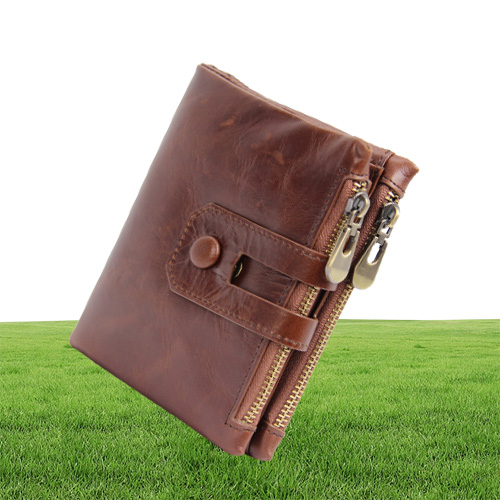 Men039s Wallet RFID Blocking Vintage Genuine Leather Wallet With Zipper Pocket for Men