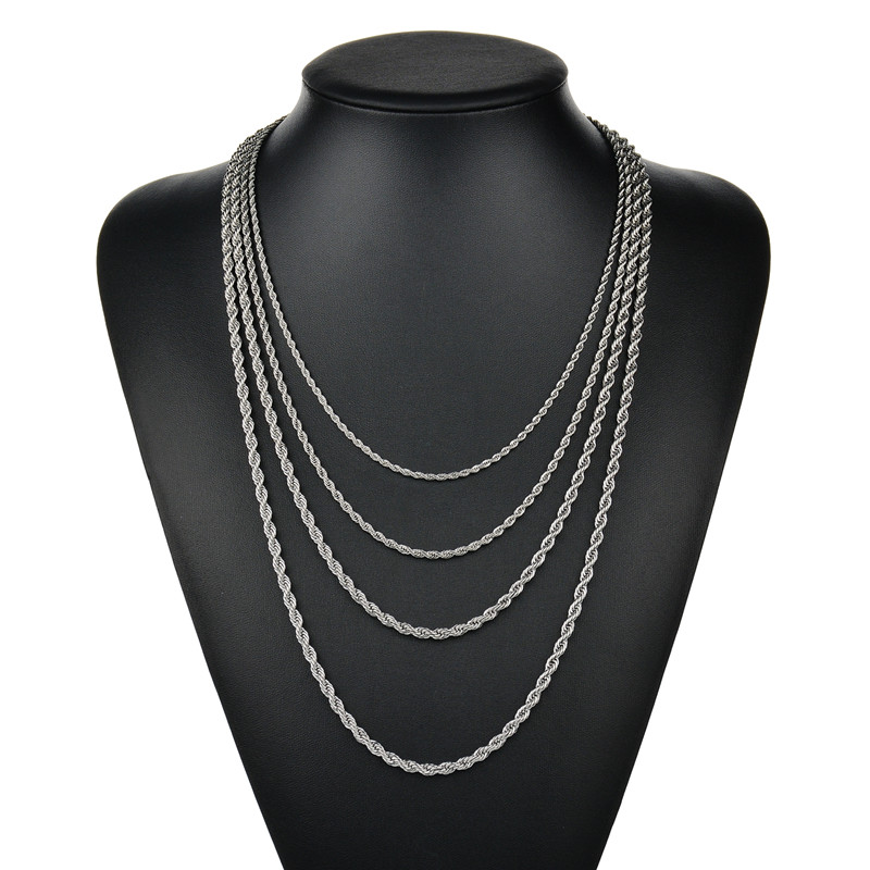 Punk Hiphop Necklace Chains ed Rope Stainless Steel For Women Men Gift Gold Silver Black South American Designer Jewelry Neck