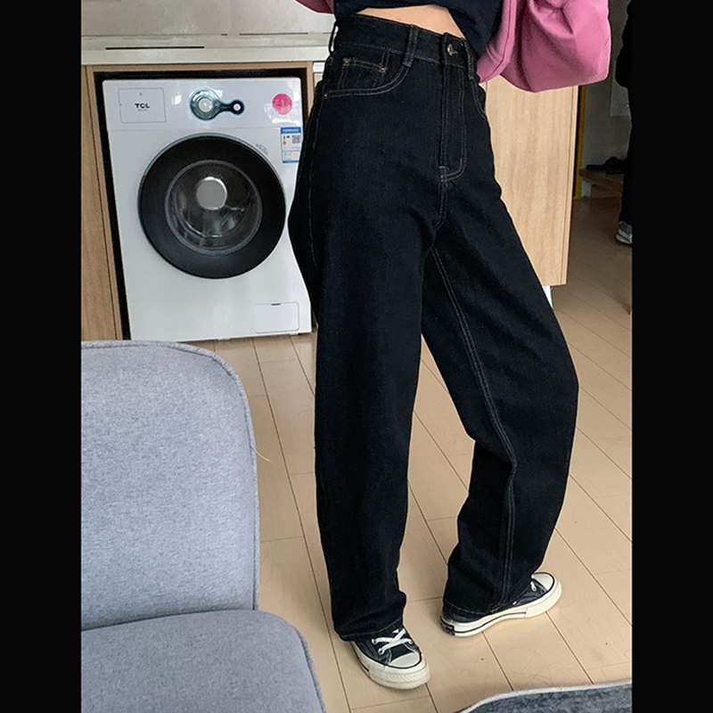 Women's Jeans Vintage High Waist Women Black Jeans Korean Fashion Streetwear Wide Leg Jean Female Denim Trouser Straight Baggy Mom Denim Pants 23
