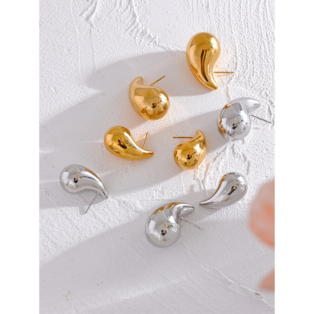 Charm Yhpup Stainless Steel Water Drop Fashion Hollow Stud Earrings Personalized Gold Color Texture Waterproof Jewelry 230823