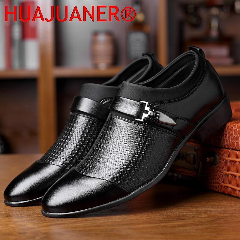Dress Shoes Autumn Man Leather Shoes Slip On Flats Oxford Business Office Formal Wedding Shoe Pointed Toe Men Dress Leather Shoes 230824