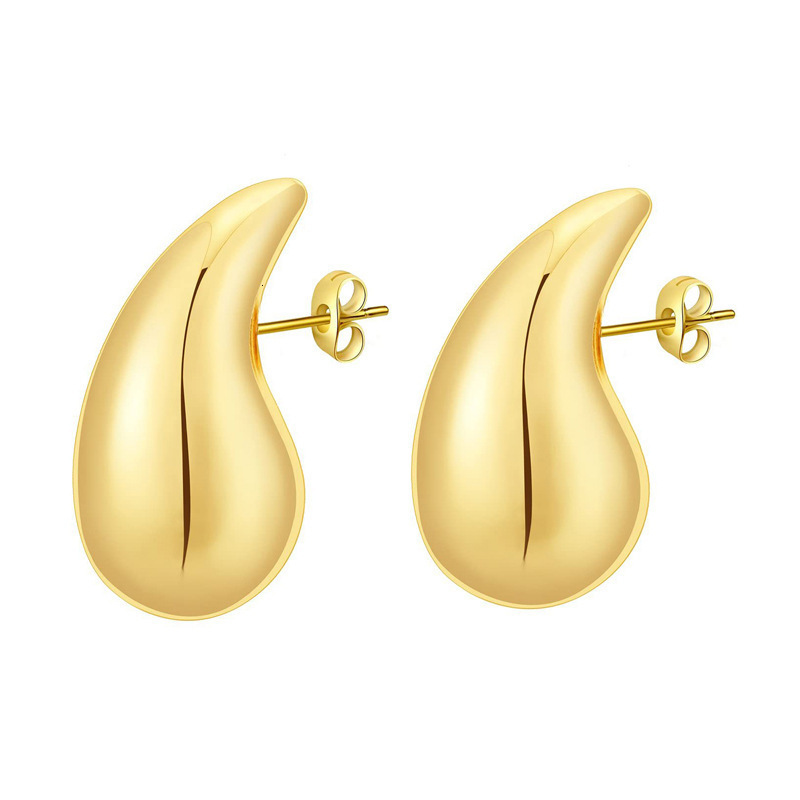 Stud Chunky Stainless Steel Earrings for Women Trending Waterdrop Hollow Hoops Gold Color Hanging Fashion Jewelry Accessories 230823