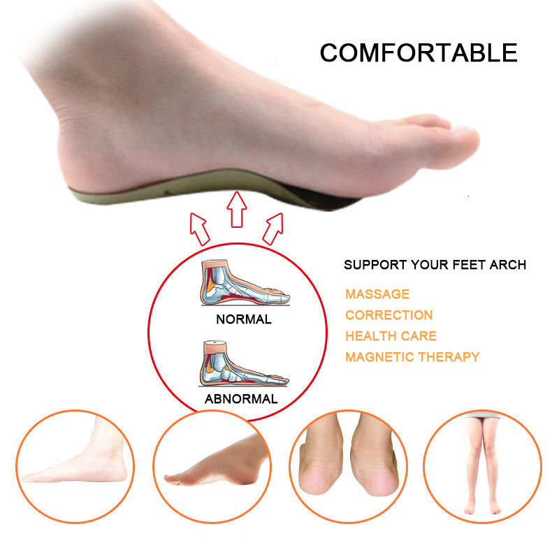 Shoe Parts Accessories Premium Ort ic Gel Insoles Orthopedic Flat Foot Magnetic Therapy Sole Pad Shoes Insert Arch Support Plantar Fasciitis 230823
