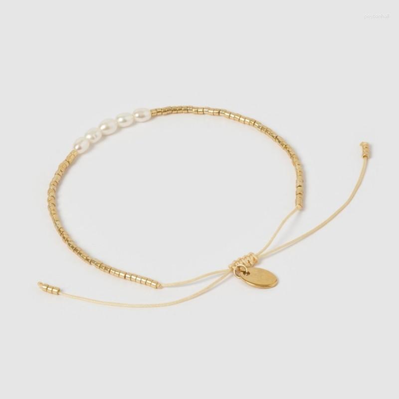 Charm Bracelets Gold Color Miyuki Seed Beads String Dainty Bracelet Natural Pearl Fashion Simple Jewelry For Women Gift Thin Pulseras