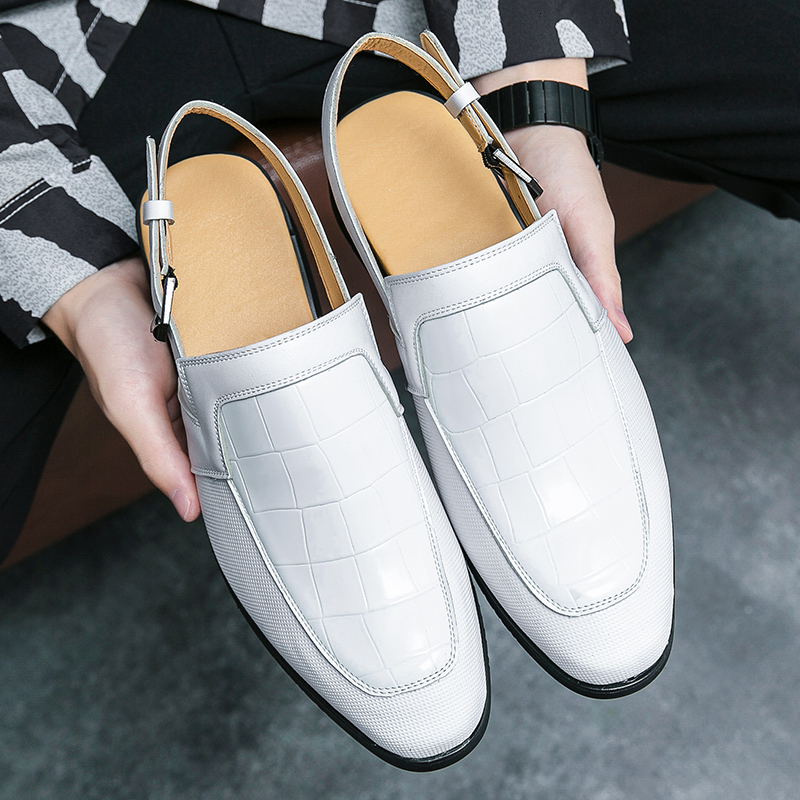 Dress Shoes Misalwa Summer Men Office Loafers White Large Size Sandals Men European Patent Leather Personalized Buckle Dress Shoes for Men 230824