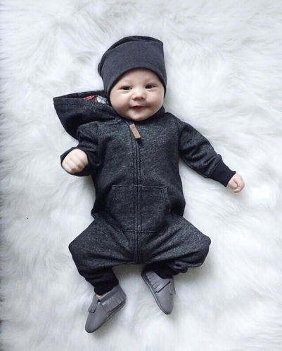 Rompers 024M Baby Boy Clothes Infant Warm Long Sleeve Zipper Romper born Jumpsuit Kid Hooded Girl Sweater Outfit 230823