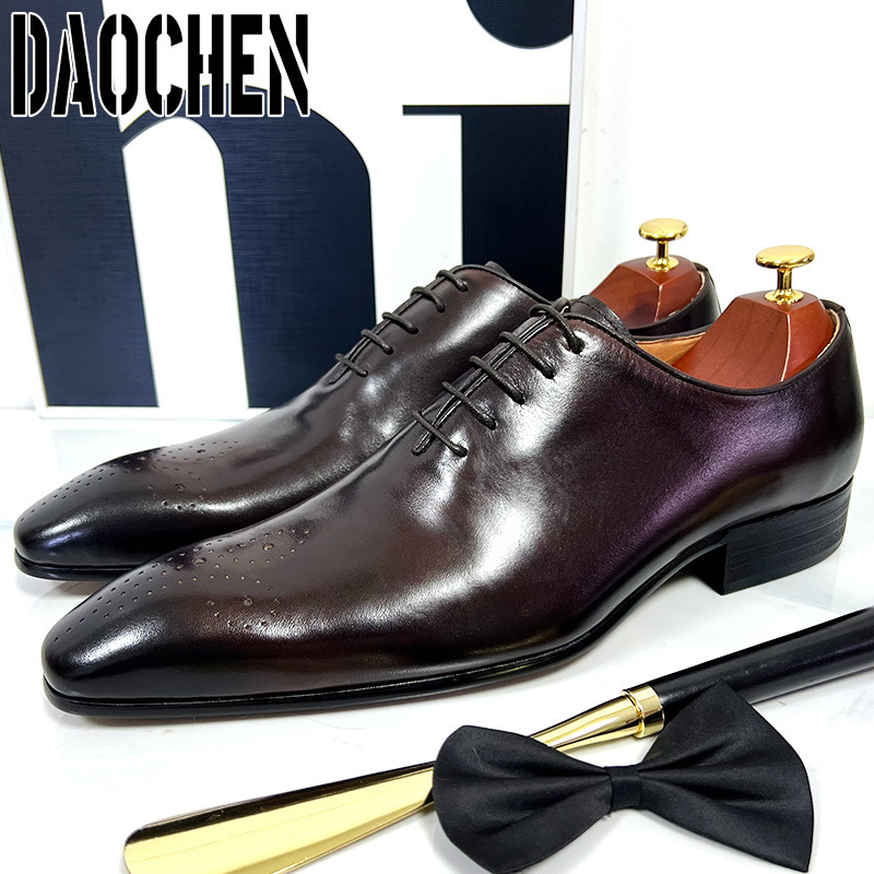 Dress Shoes Elegant Men Leather Shoes Lace Up Pointed Toe Shoes Black Coffee Mens Dress Shoes Wedding Office Business Oxfords Shoes 230824