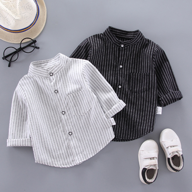 Kids Shirts IENENS Spring Thin Baby Boys Long Sleeve Striped Print Tops Tees Casual Blouse 230823