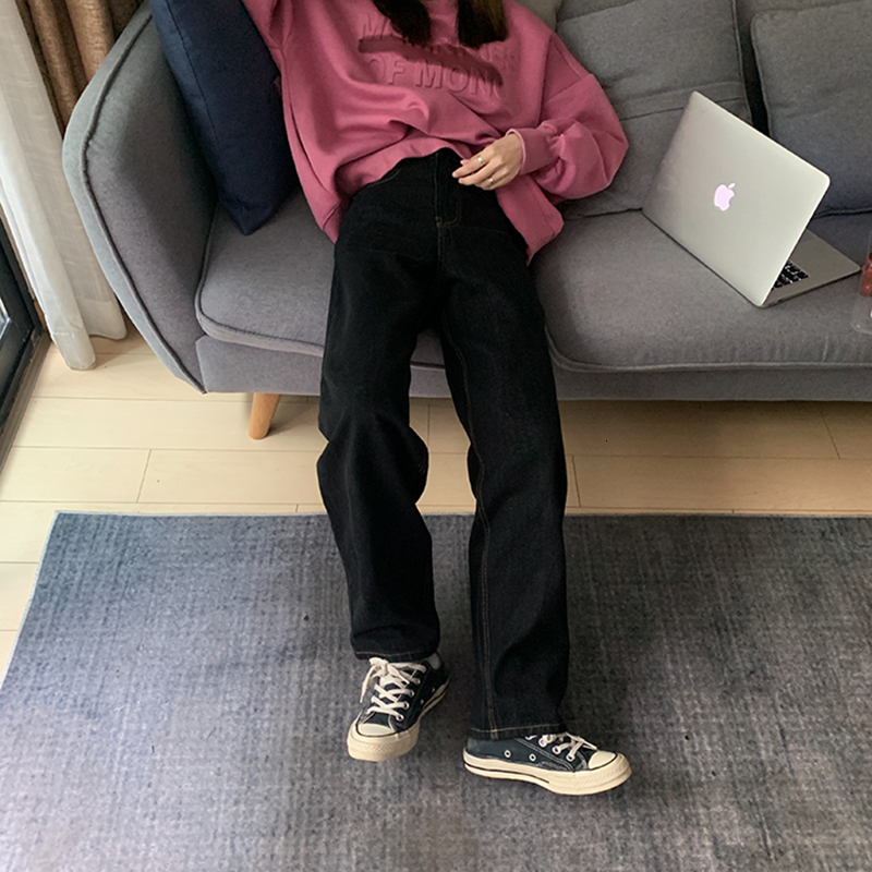 Women's Jeans Vintage High Waist Women Black Jeans Korean Fashion Streetwear Wide Leg Jean Female Denim Trouser Straight Baggy Mom Denim Pants 23