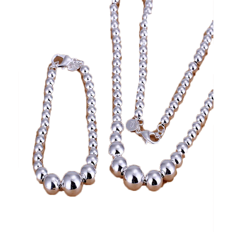 High grade 925 sterling silver Size piece prayer beads jewelry set DFMSS080 brand new Factory direct 925 silver necklace bracelet