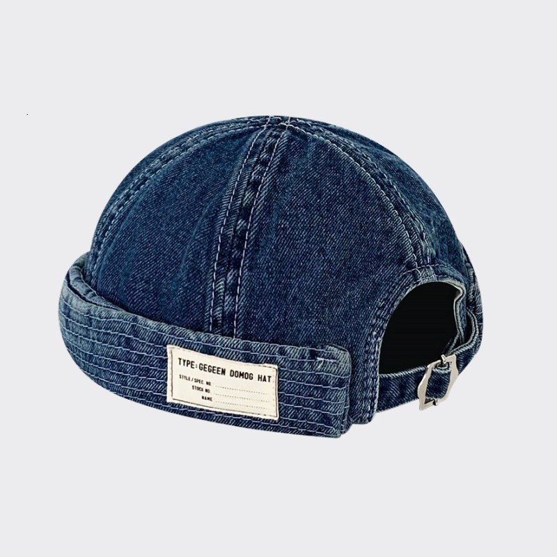 BeanieSkull Caps VACIGODEN Denim Dome Melon Brimless Beanie Cap Skull Sailor Cotton Mechanic Trendy Color Elastic Panels Docker Hat 230823