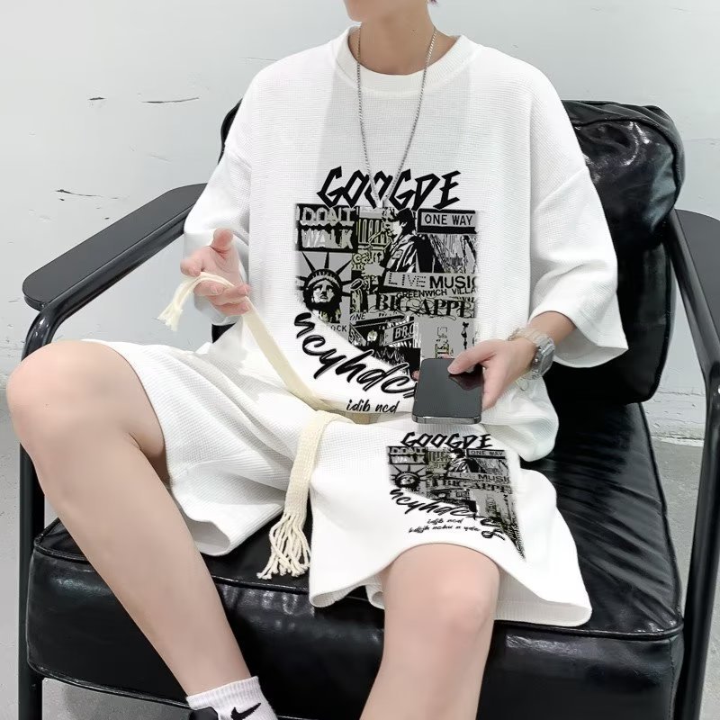 Men's Tracksuits Oversized Outfit Tshirt Summer Short Sleeve Two Piece Set Breathable Casual Dress Pants Harajuku Streetwear Gym Clothing 230823