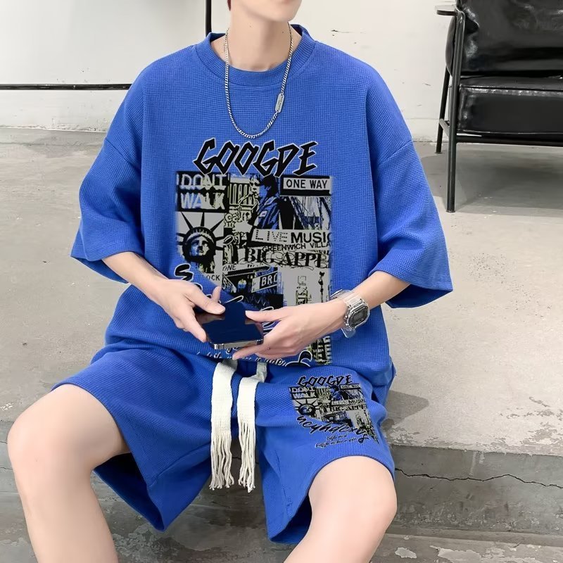 Men's Tracksuits Oversized Outfit Tshirt Summer Short Sleeve Two Piece Set Breathable Casual Dress Pants Harajuku Streetwear Gym Clothing 230823