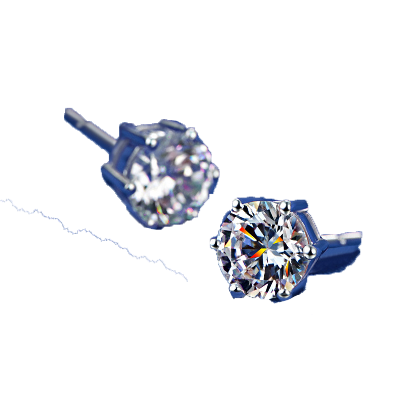 6prong Settings Clear Zircon 18K White Gold Filled Classic Style Women Mens Stud Earrings Simple Gift