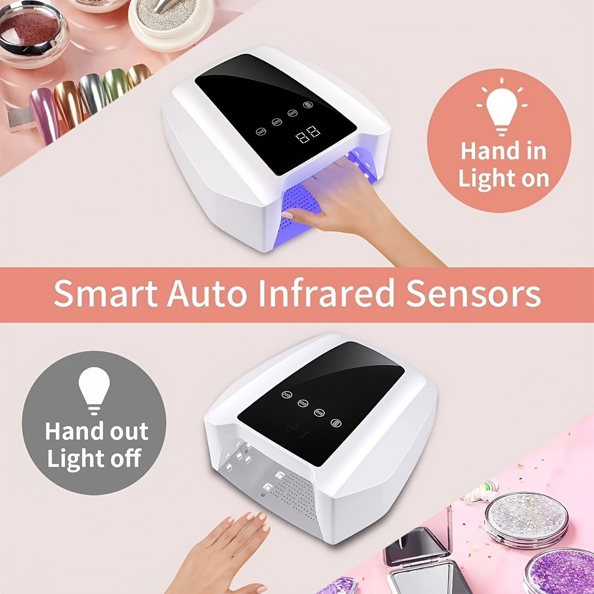 Nail Dryers 72W Rechargeable UV LED Gel Nail Lamp - Cordless Nail Dryer for Gel Polish with Auto Sensor - Professional Nail Art Tools 230824