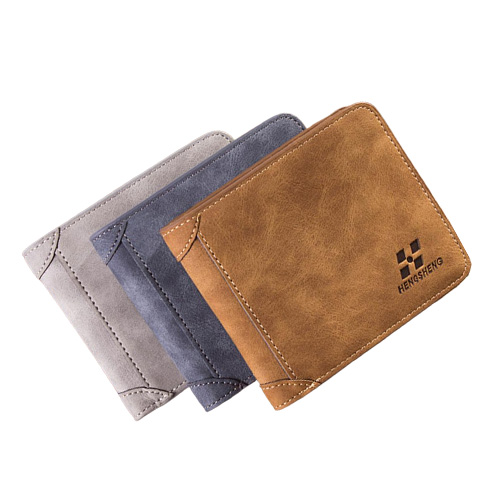 Vintage Designer Men Wallet Bifold Matte Leather Wallets Mens Small Trifold Purse Card Holder Money Bag Business Brand Wallet For