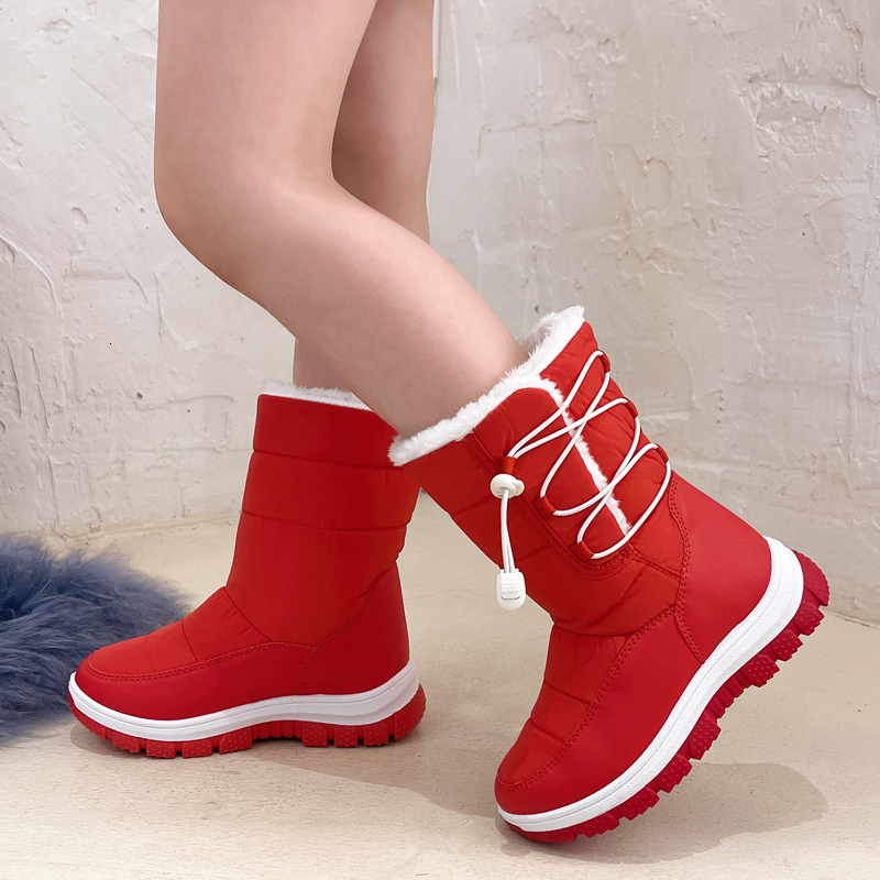 Boots Winter Girls Snow Windproof Warm Plush Children High Top Teenager Kids Outdoor Cotton Shoes Student Size 28 36 230823bj