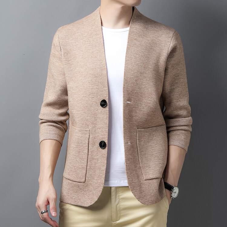 Men's Sweaters Men Knitted Blazer Coat Man Long Sleeve Cardigan 230823