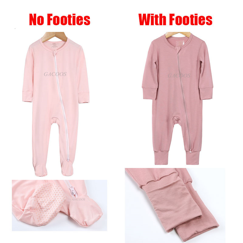 Rompers Bamboo Fiber Baby Zipper Foot Romper Baby Boy Girl Clothes born Onesie Baby Jumpsuit Solid LongSleeve Baby Pajamas 024Month 230823
