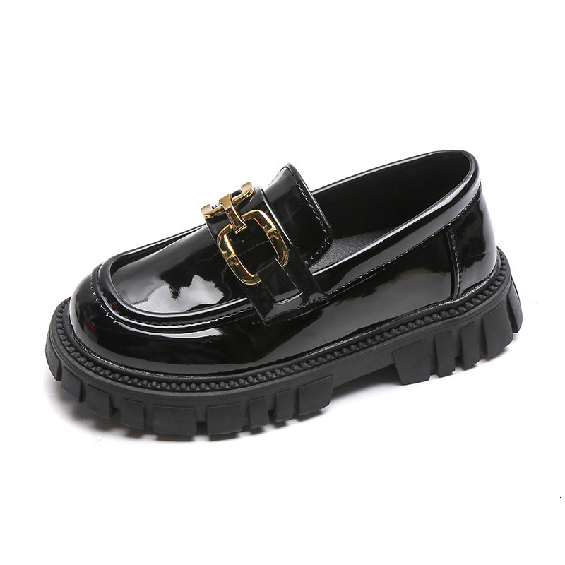 Sneakers Princess Shoes Spring Black Loafers Baby Boys School Shoes Metal Kids Fashion Casual PU Glossy Children Cute Mary Janes 230823