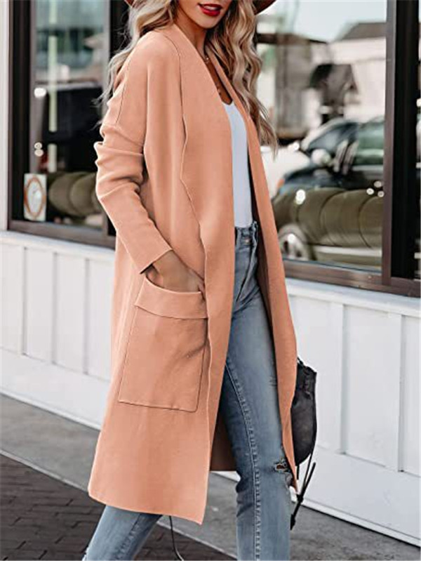 Free Shipping Women Long Blazers Fashion Spring Autumn Slim O-neck Single Breasted Pocket Outwear Ladies Blaser Feminino