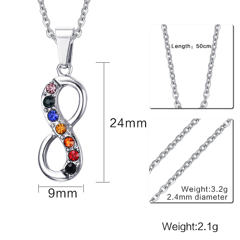 Endless Love 8 Shaped Pendant For Women Men Stainless Steel Infinity Gay Pride Necklace Chain Women Jewelry