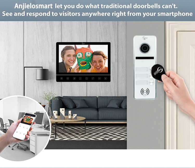 latest anjielosmart 10 1 inch touch monitor 1080p support tuya 2door outdoor station video intercom for apartment