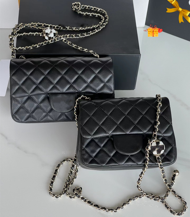 designer bag 10A Top Tier Quality Small Double Flap Bag Classic All Black Purse Quilted chain bag Real Leather Caviar 23C Handbag Shoulder Cross Body Gold Bag Fashion C