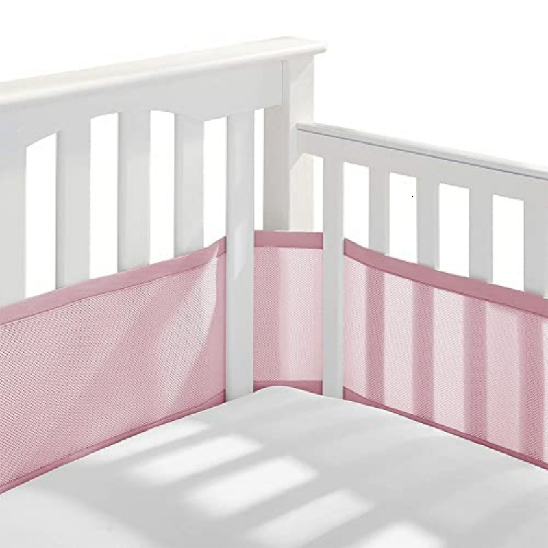 Bed Rails Baby Mesh Crib Bumper 2PcsSet Liner Breathable Summer Infant Bedding Bumpers born Cot Around Protector 230824