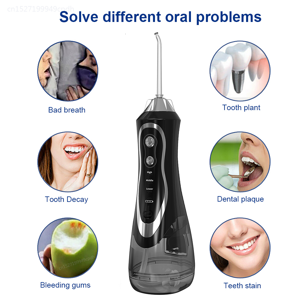 Other Oral Hygiene Irrigator Water Flosser For Dental Teeth Cleaning Jets 300ml 3 Speed Floss BPF 01 Portable IPX7 Waterproof 230824