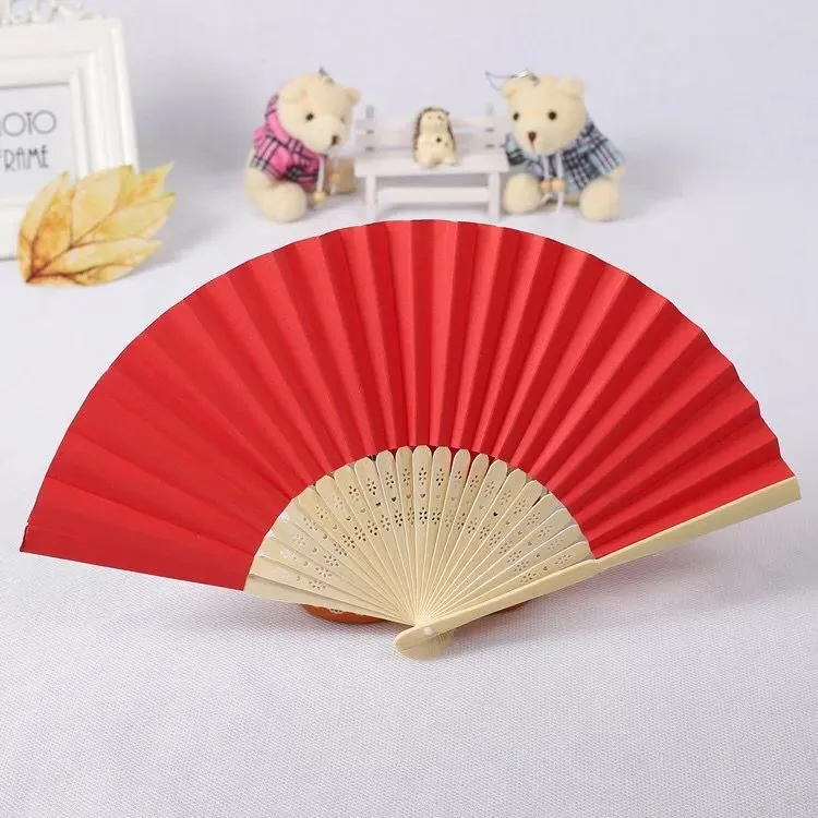 Wedding Favors Gifts Elegant Solid Candy Color Silk Bamboo Fan Cloth Wedding Hand Folding FansDHL ZZ