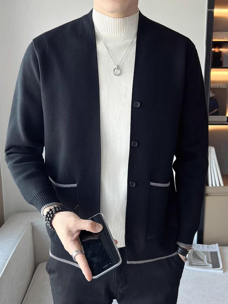 Men's Sweaters Cardigan Men Autumn Winter Thick V Neck Knitted Sweater Coats Casual Warm Fashion Clothing 2023 B35