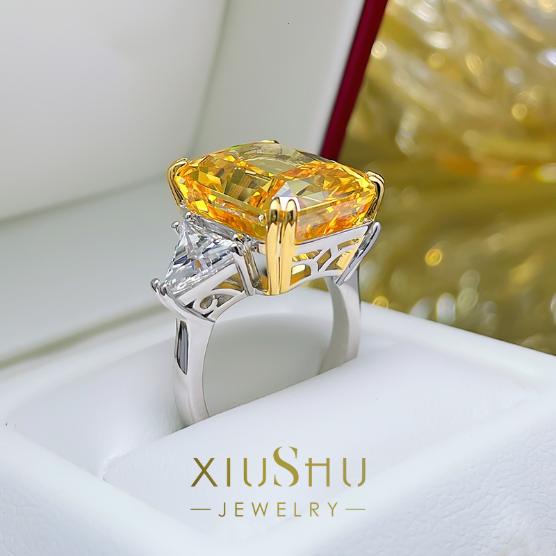 Wedding Rings 16 Carat Super Flash Crushed Ice Cut Large Diamond Ring Women S Cherry Blossom Pink Fashion 925 Sterling Silver 230824