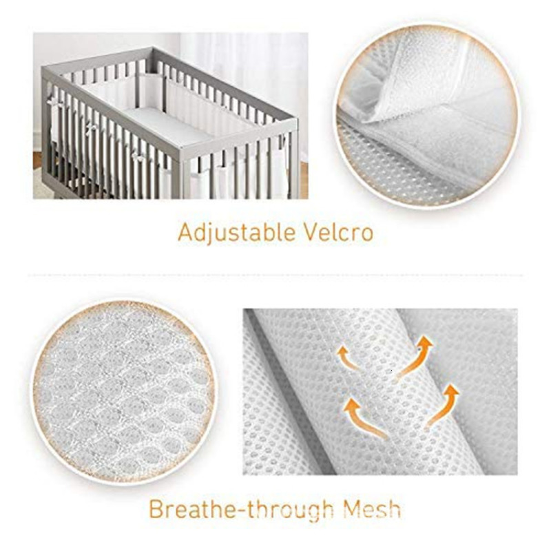 Bed Rails born Breathable Baby Classic Mesh Crib Liner Soft Fence Cot Bumpers Bedroom Accessories Bedding 2pcsSet 230824