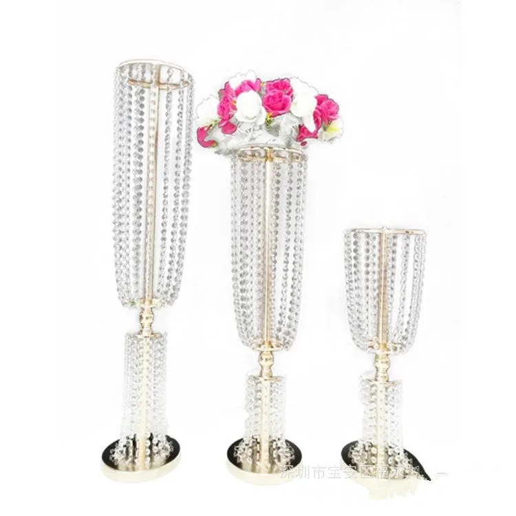 Crystal Beaded Chandelier Centerpiece Riser Top Candle Floral Plate Wedding Decoration T table Decoration Centerpieces for 11 Event ZZ