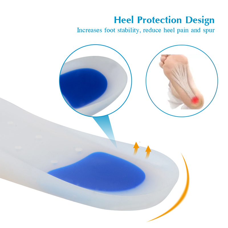 Shoe Parts Accessories Soumit Silicone Gel Insole Plantar Fasciitis Heel Spur Massage Insoles for Men Women Pain Relief Foot Care Parent Gift 230823