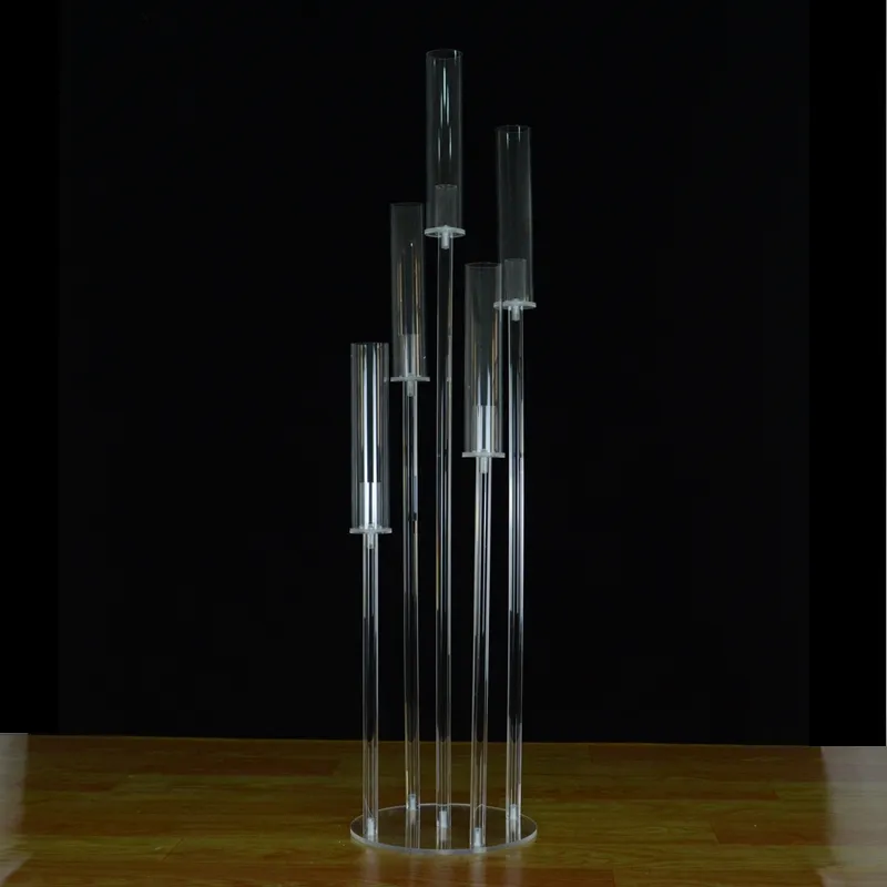 41 Inch Tall Candelabra Crystal Candelabra Wedding Centerpieces Acrylic Clear Candle Holder Decorative 5 Arm Candle HolderZZ
