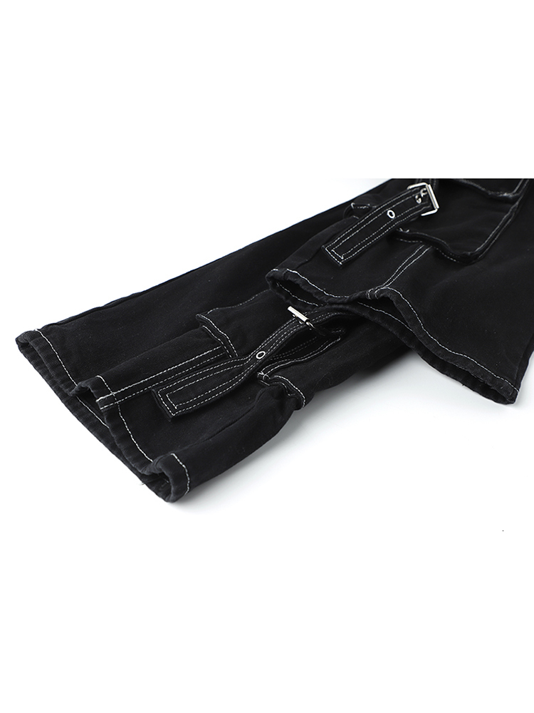 Women's Jeans Baggy Jeans Women Cargo Pants Vintage High Waist Streetwear Denim Pants Black Gothic Clothes Pockets Straight Wide Leg Trousers 230