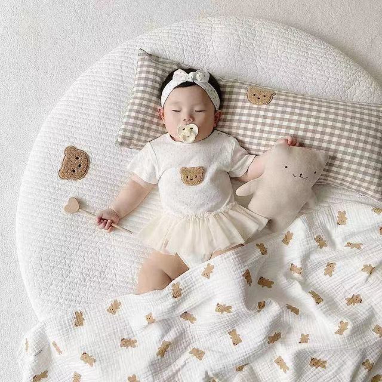 Bed Rails Bumper for Baby's Bear Infant Bedding Sets Ins born Cot Playpen Warm Checked Bumpers Protector Back Cushion 06m 230824