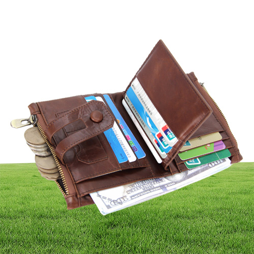 Men039s Wallet RFID Blocking Vintage Genuine Leather Wallet With Zipper Pocket for Men