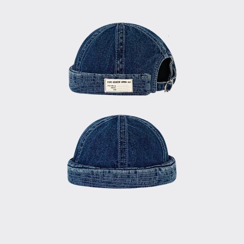 BeanieSkull Caps VACIGODEN Denim Dome Melon Brimless Beanie Cap Skull Sailor Cotton Mechanic Trendy Color Elastic Panels Docker Hat 230823