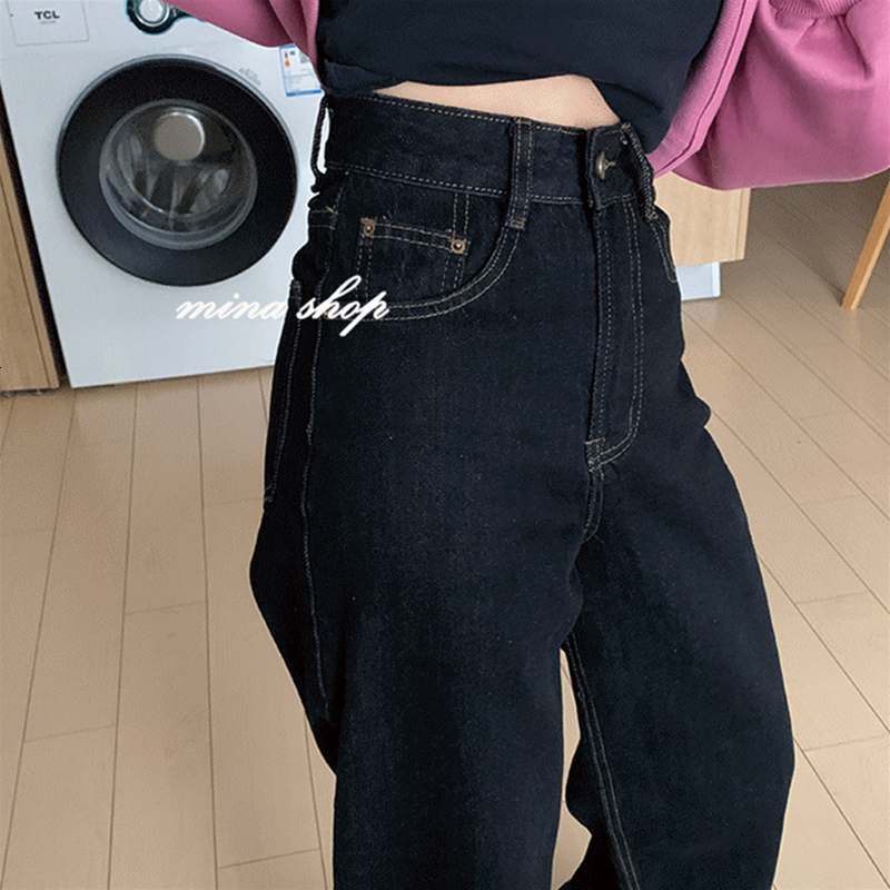 Women's Jeans Vintage High Waist Women Black Jeans Korean Fashion Streetwear Wide Leg Jean Female Denim Trouser Straight Baggy Mom Denim Pants 23
