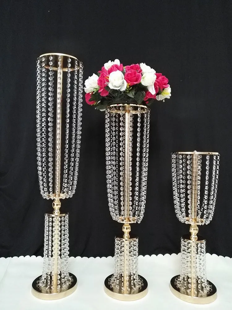 Crystal Beaded Chandelier Centerpiece Riser Top Candle Floral Plate Wedding Decoration T table Decoration Centerpieces for 11 Event ZZ