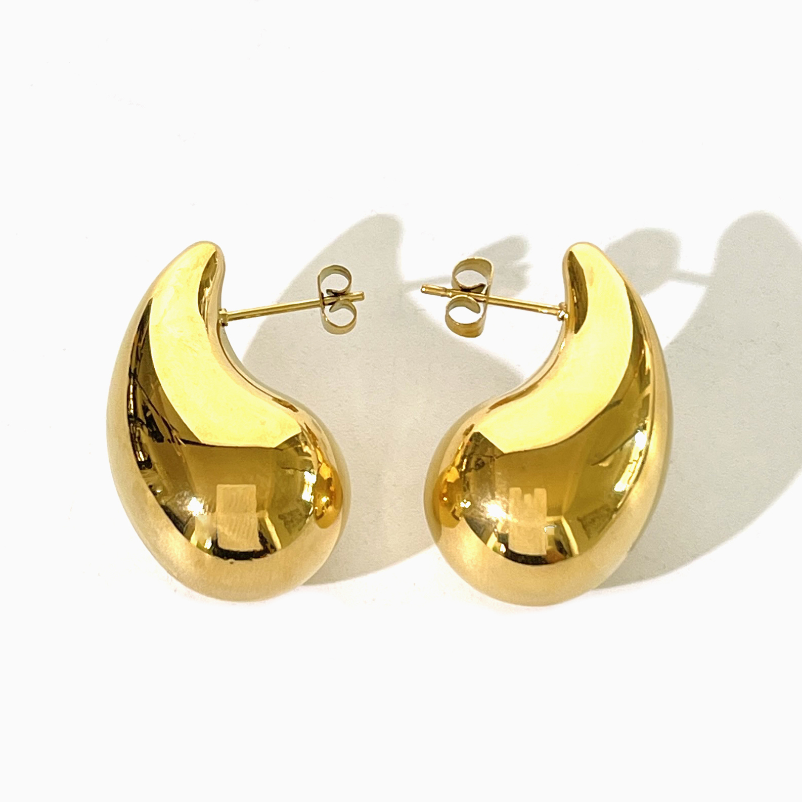 Charm Perisbox FREE TARNISH Womens Stainless Steel 18K Gold Pvd Plated Chunky Dome Teardrop Studs Kylie Waterdrop Earrings 230823