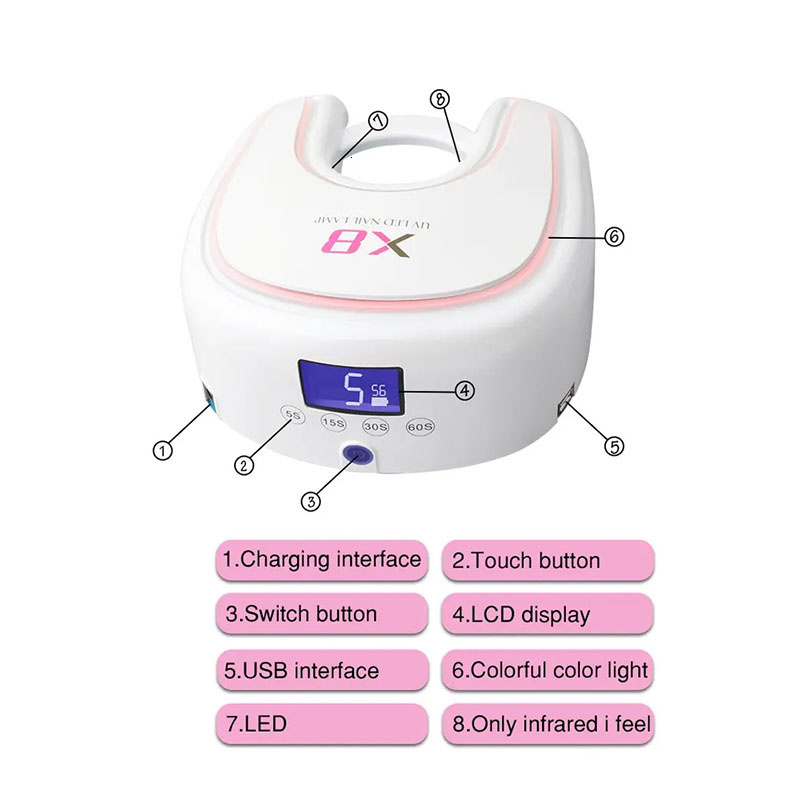 Nail Dryers Professional Rechargeable Nail Gel Curing UV LED Nail Lamp 48W Portable Nail Dryer 230824