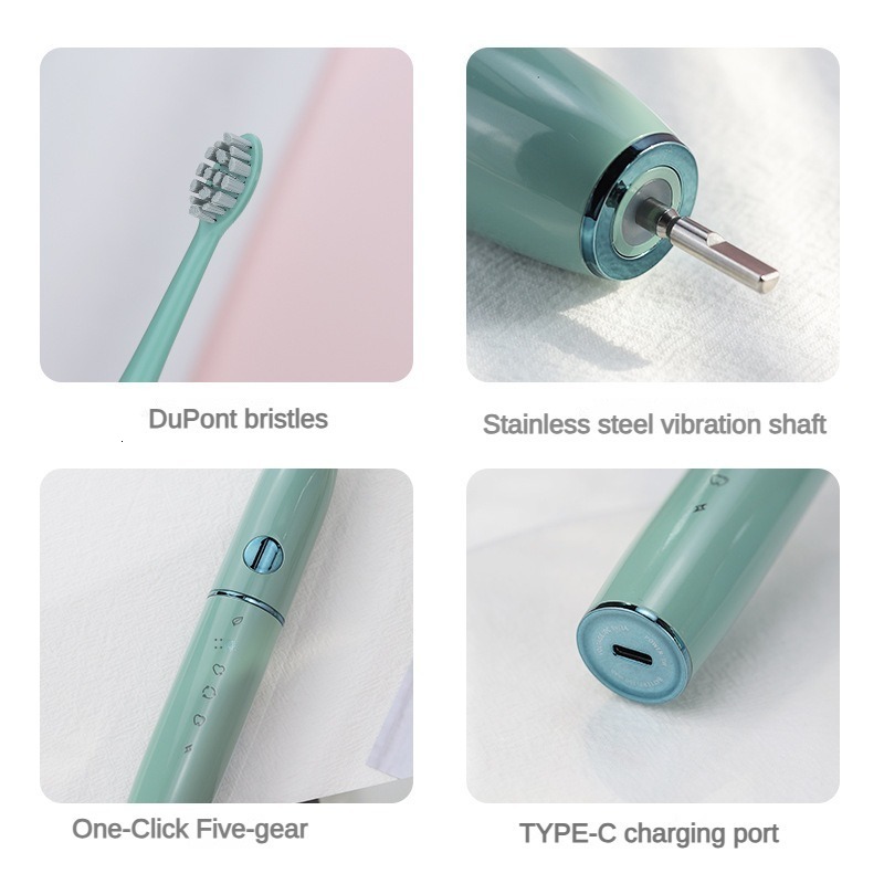 Toothbrush Ultrasonic Adult Electric Toothbrush Smart Teeth Brush Sonic Type-C Charging Waterproof Whitening Gift Replacement Heads 230824