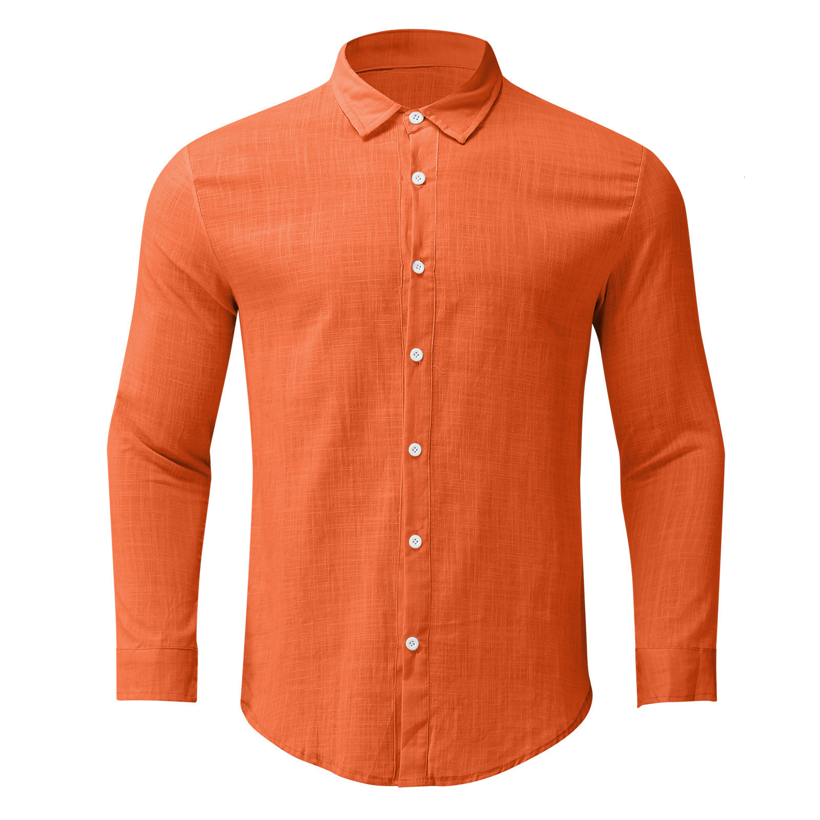 Men's Dress Shirts Linen Cotton Solid Shirt Men's Long Sleeved Spring Summer Breathable Shirt Blouse Casual Pullover Single-breasted Mens To